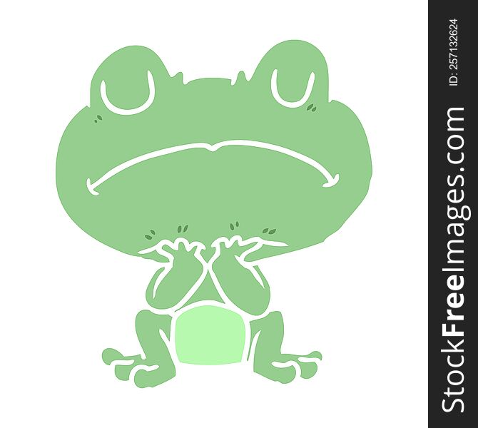 Flat Color Style Cartoon Frog Waiting Patiently