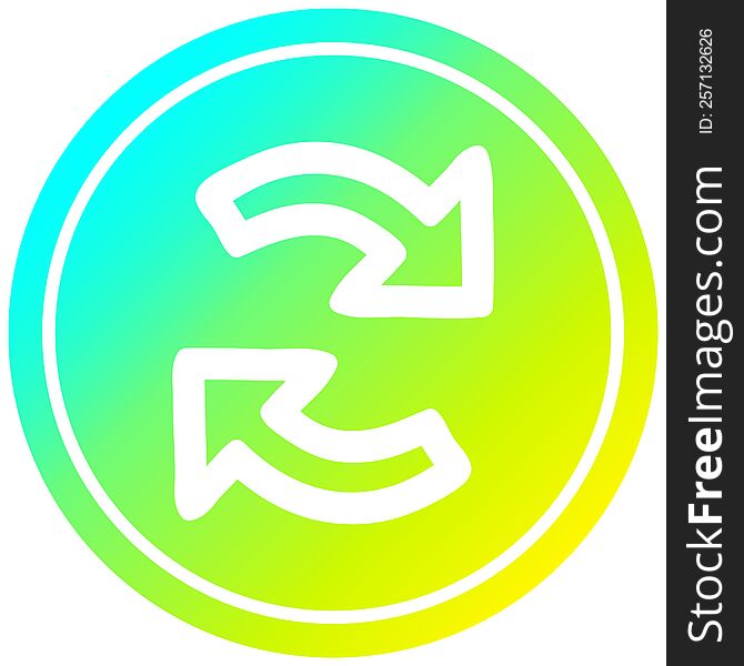recycling arrow circular icon with cool gradient finish. recycling arrow circular icon with cool gradient finish