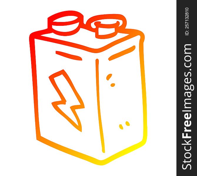 warm gradient line drawing of a cartoon battery