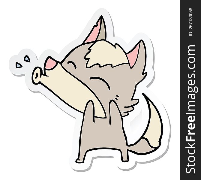 Sticker Of A Howling Wolf Cartoon