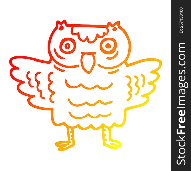 Warm Gradient Line Drawing Cartoon Funny Owl
