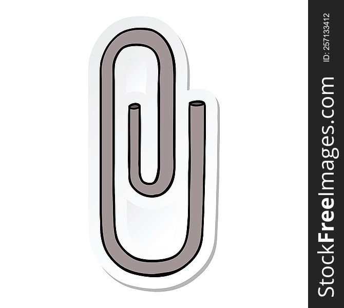 Sticker Of A Cartoon Paperclip