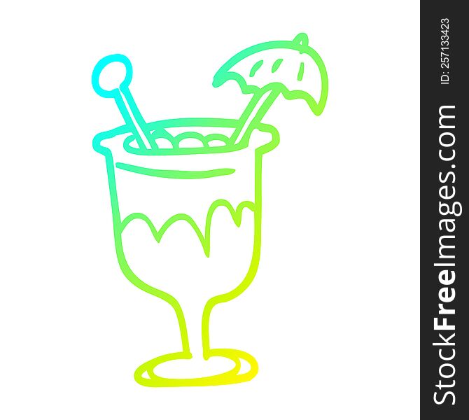 cold gradient line drawing of a cartoon cocktail