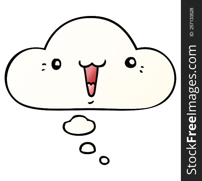 Cute Cartoon Face And Thought Bubble In Smooth Gradient Style