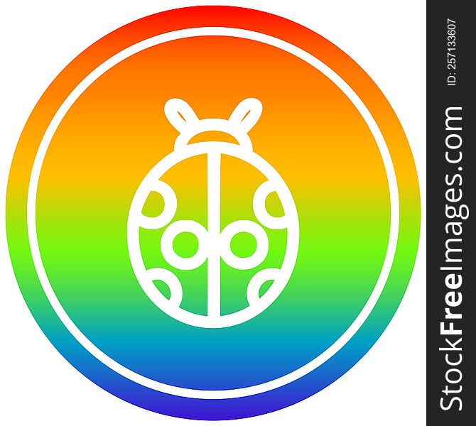 cute ladybug circular icon with rainbow gradient finish. cute ladybug circular icon with rainbow gradient finish