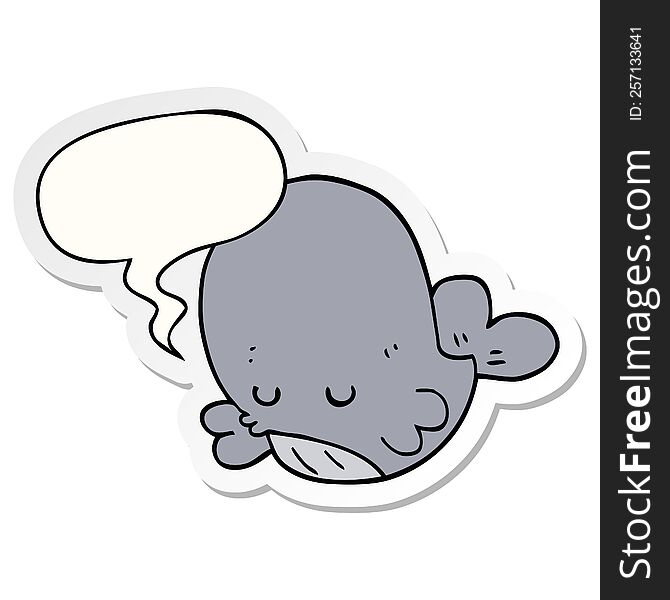 Cartoon Whale And Speech Bubble Sticker