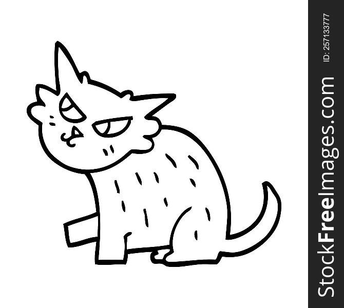 Line Drawing Cartoon Sly Cat