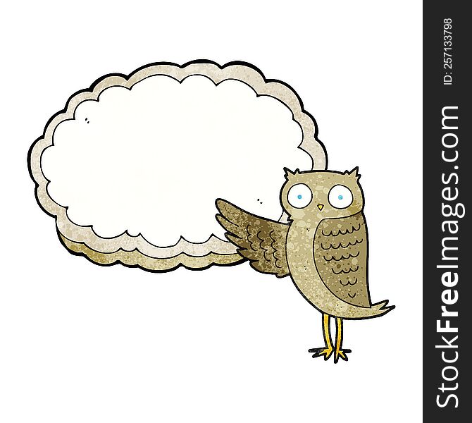 Textured Cartoon Owl Pointing