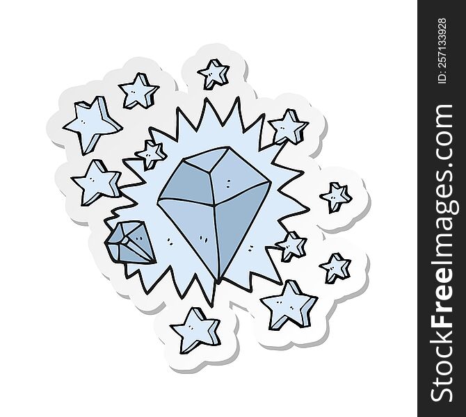 Sticker Of A Cartoon Sparkling Diamond