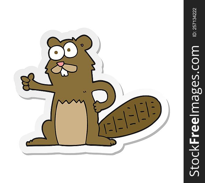 Sticker Of A Cartoon Beaver