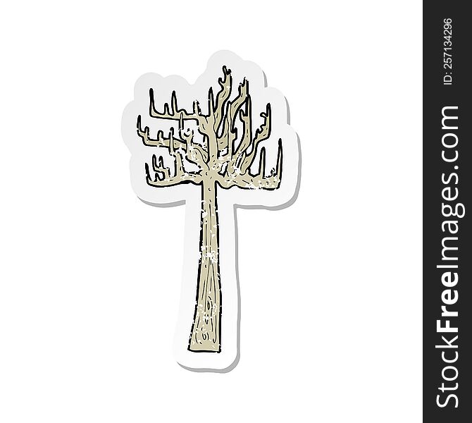 Retro Distressed Sticker Of A Old Bare Tree Cartoon