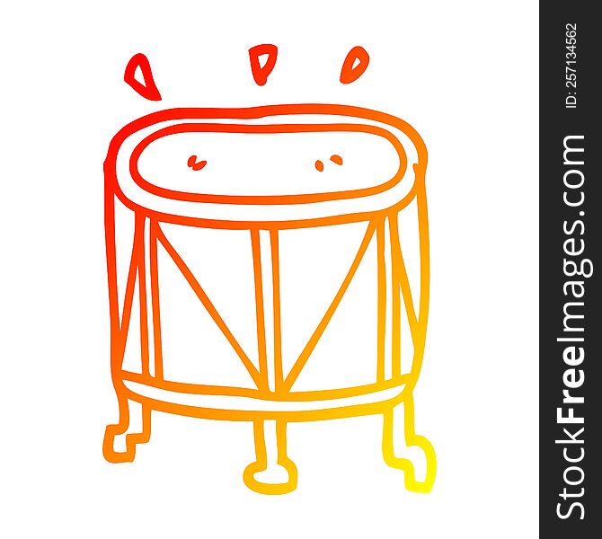 Warm Gradient Line Drawing Cartoon Drum On Stand