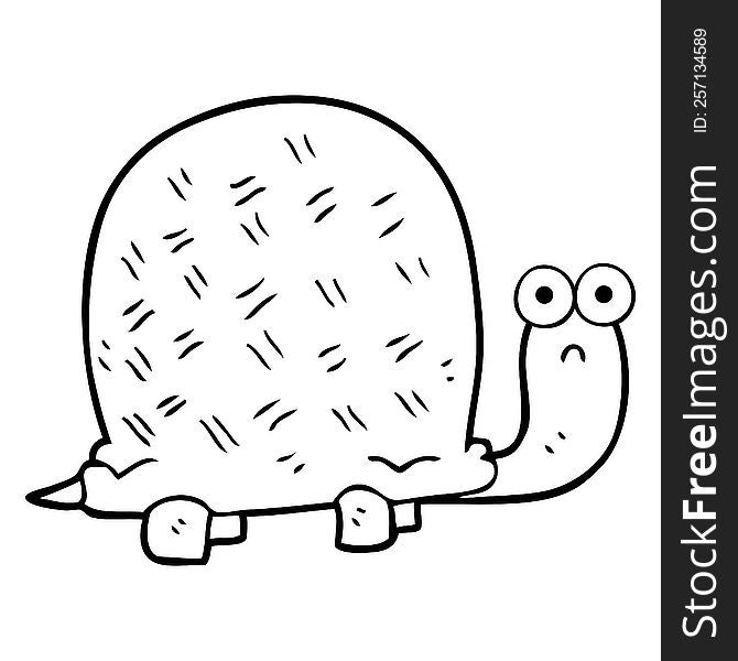 Black And White Cartoon Sad Turtle