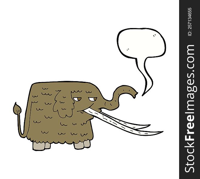 cartoon woolly mammoth with speech bubble