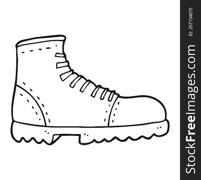 freehand drawn black and white cartoon boot