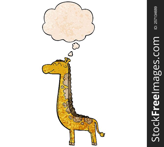 cartoon giraffe with thought bubble in grunge texture style. cartoon giraffe with thought bubble in grunge texture style