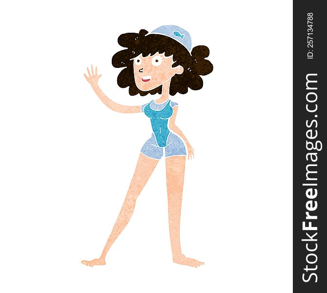 Cartoon Swimmer Woman