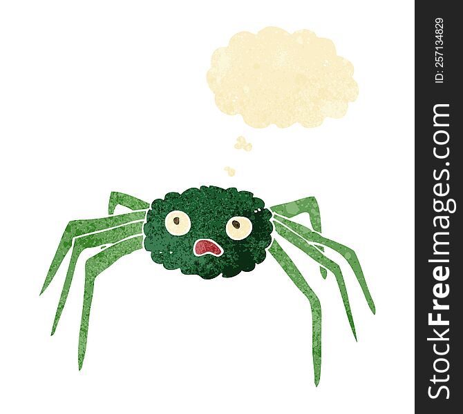 cartoon spider with thought bubble
