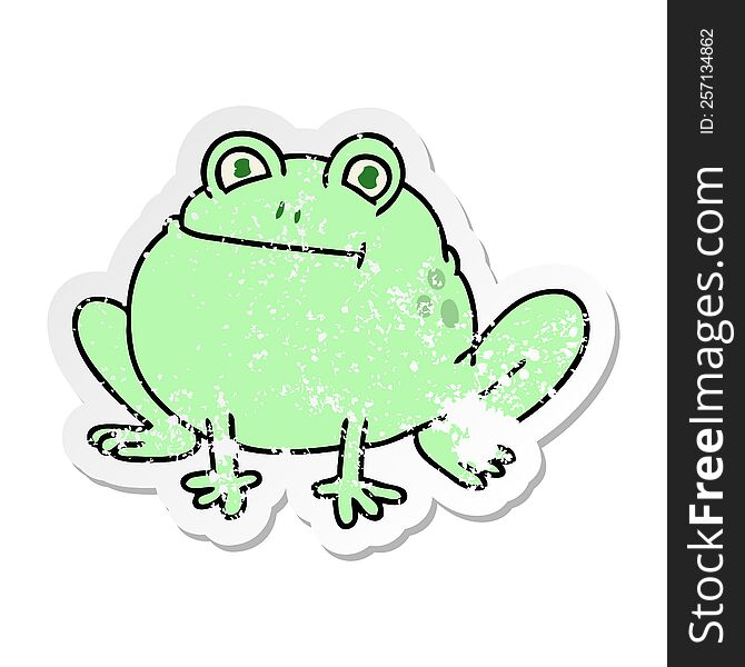 Distressed Sticker Of A Quirky Hand Drawn Cartoon Frog