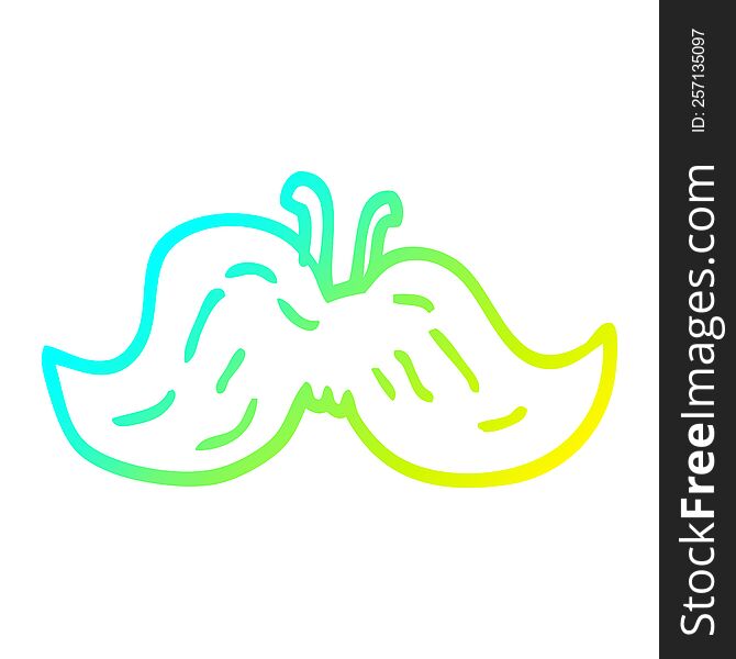 cold gradient line drawing of a cartoon mustache