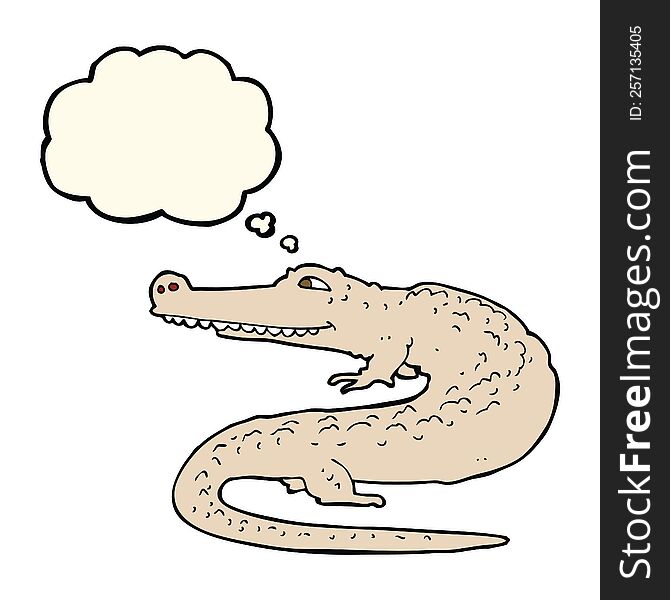 cartoon alligator with thought bubble