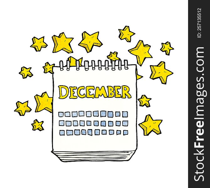 Textured Cartoon Calendar Showing Month Of December