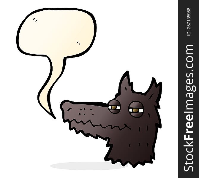 cartoon smug wolf face with speech bubble