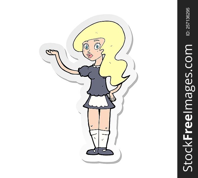 sticker of a cartoon waitress