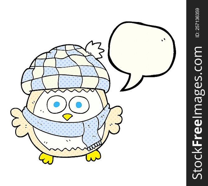 Comic Book Speech Bubble Cartoon Cute Little Owl