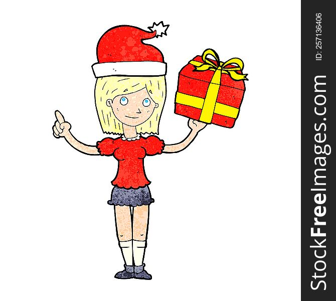 cartoon woman with gifts