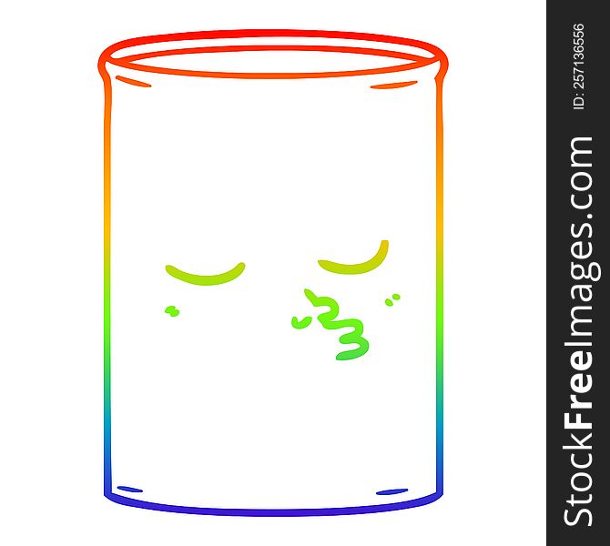 Rainbow Gradient Line Drawing Cartoon Barrel Of Oil