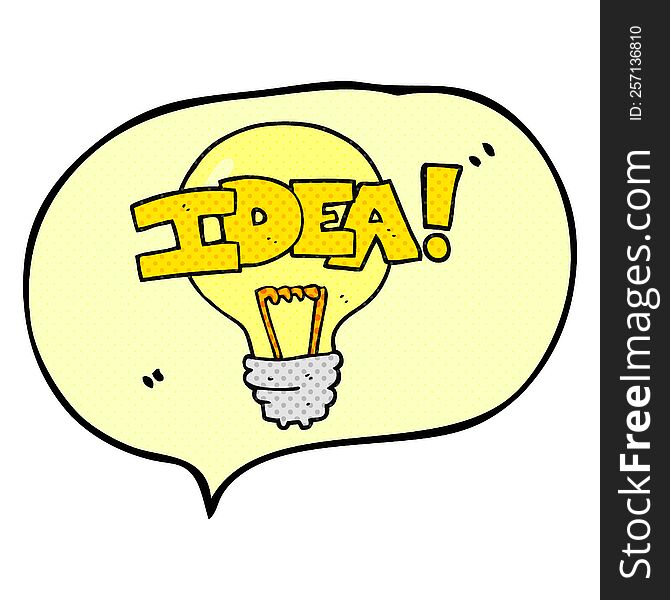 freehand drawn comic book speech bubble cartoon idea light bulb symbol