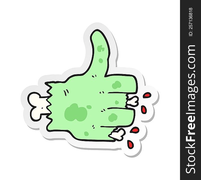 Sticker Of A Cartoon Zombie Hand