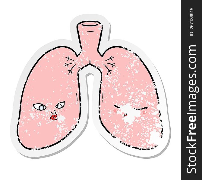 distressed sticker of a cartoon lungs