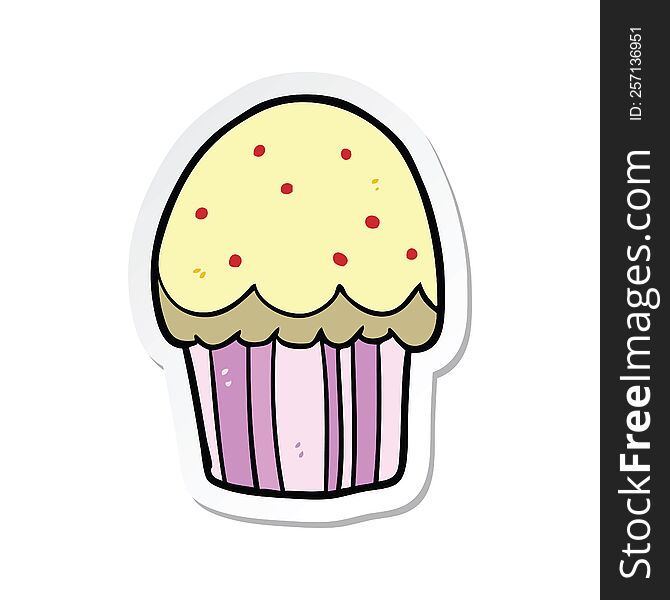 sticker of a cartoon cupcake