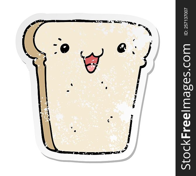 Distressed Sticker Of A Cartoon Slice Of Bread