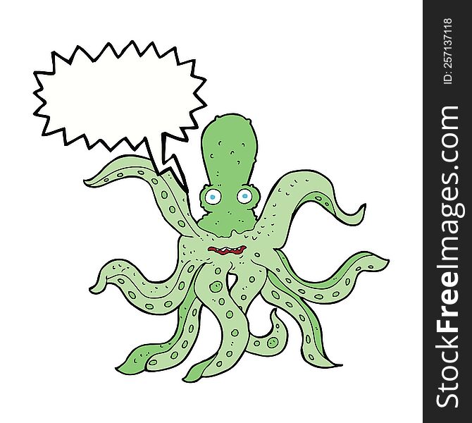 cartoon giant octopus with speech bubble