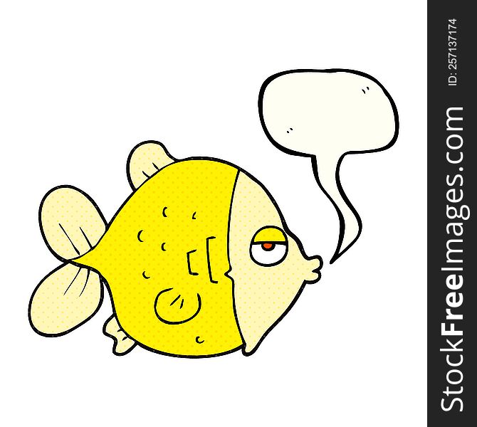 freehand drawn comic book speech bubble cartoon funny fish