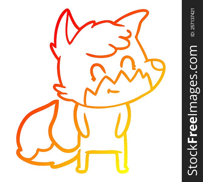 warm gradient line drawing of a cartoon friendly fox