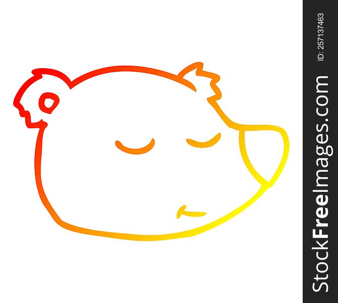 Warm Gradient Line Drawing Cartoon Polar Bear Face