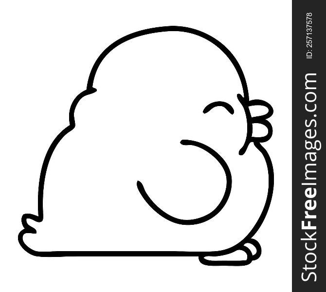 line doodle of a cute fat baby bird