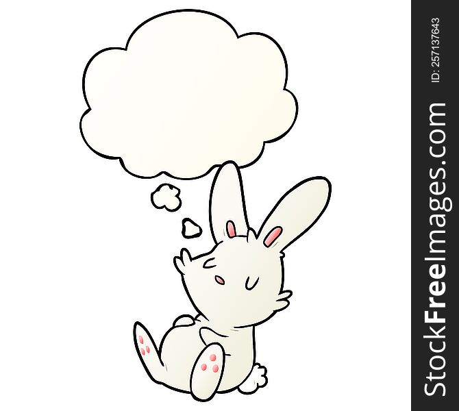 Cartoon Rabbit Sleeping And Thought Bubble In Smooth Gradient Style