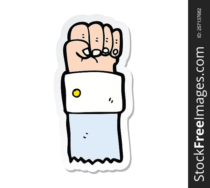 sticker of a cartoon raised fist