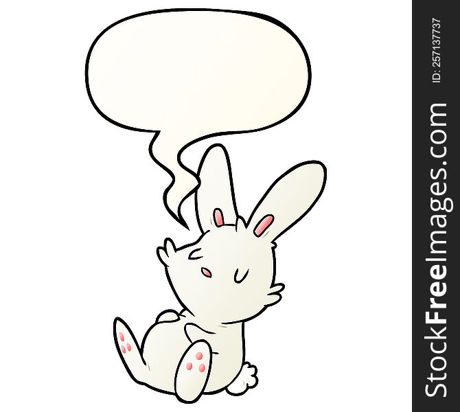 Cute Cartoon Rabbit Sleeping And Speech Bubble In Smooth Gradient Style