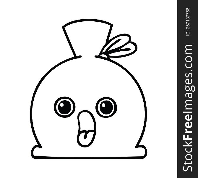 line drawing cartoon of a sack. line drawing cartoon of a sack