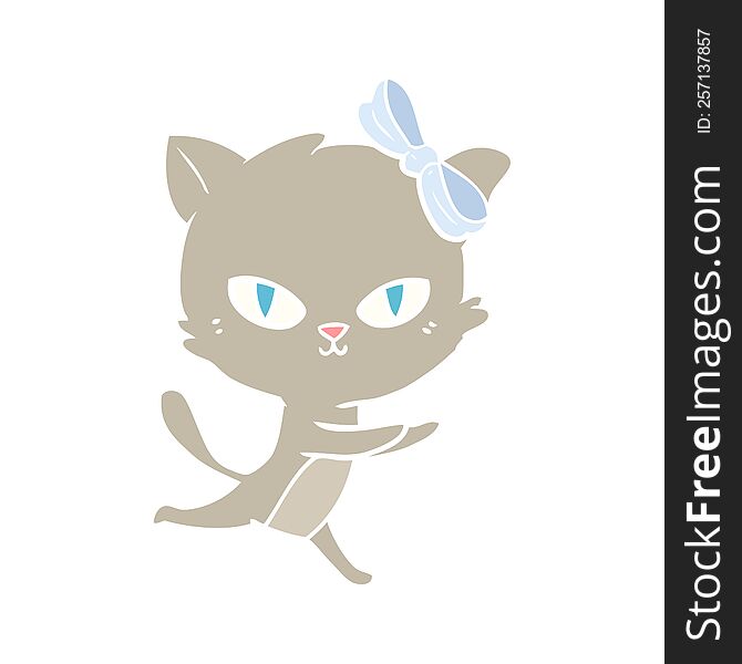 Cute Flat Color Style Cartoon Cat Running