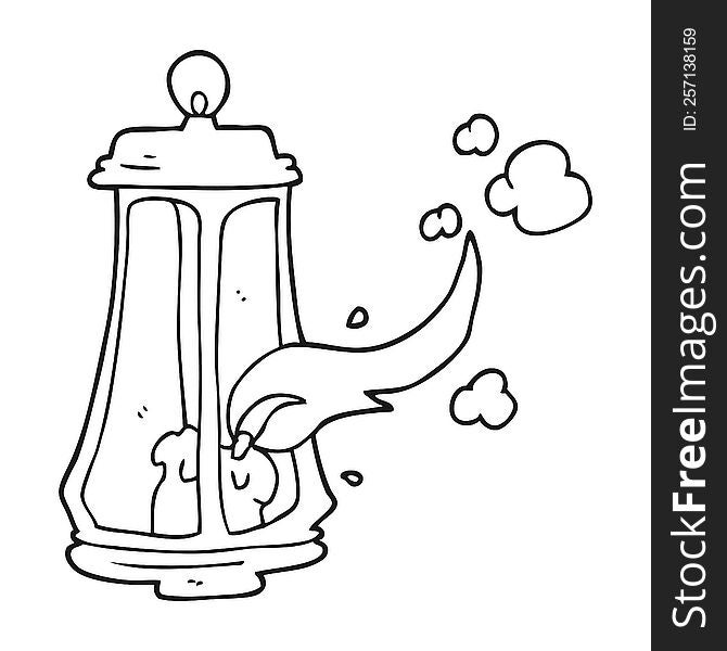freehand drawn black and white cartoon spooky lantern