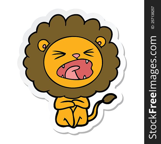 Sticker Of A Cartoon Angry Lion