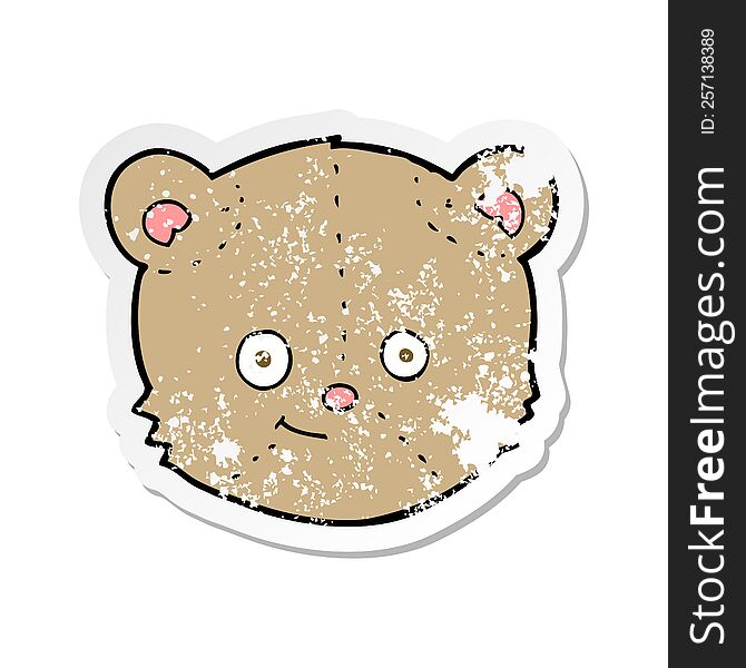 Retro Distressed Sticker Of A Cartoon Teddy Bear Head