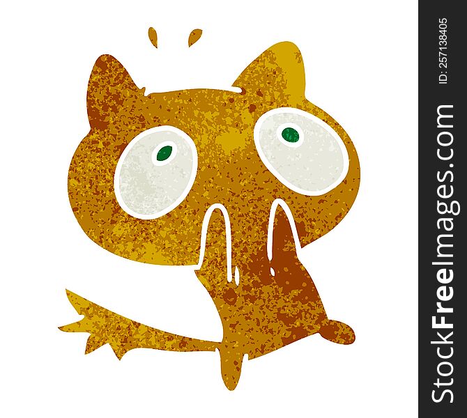 retro cartoon illustration kawaii of a shocked cat. retro cartoon illustration kawaii of a shocked cat